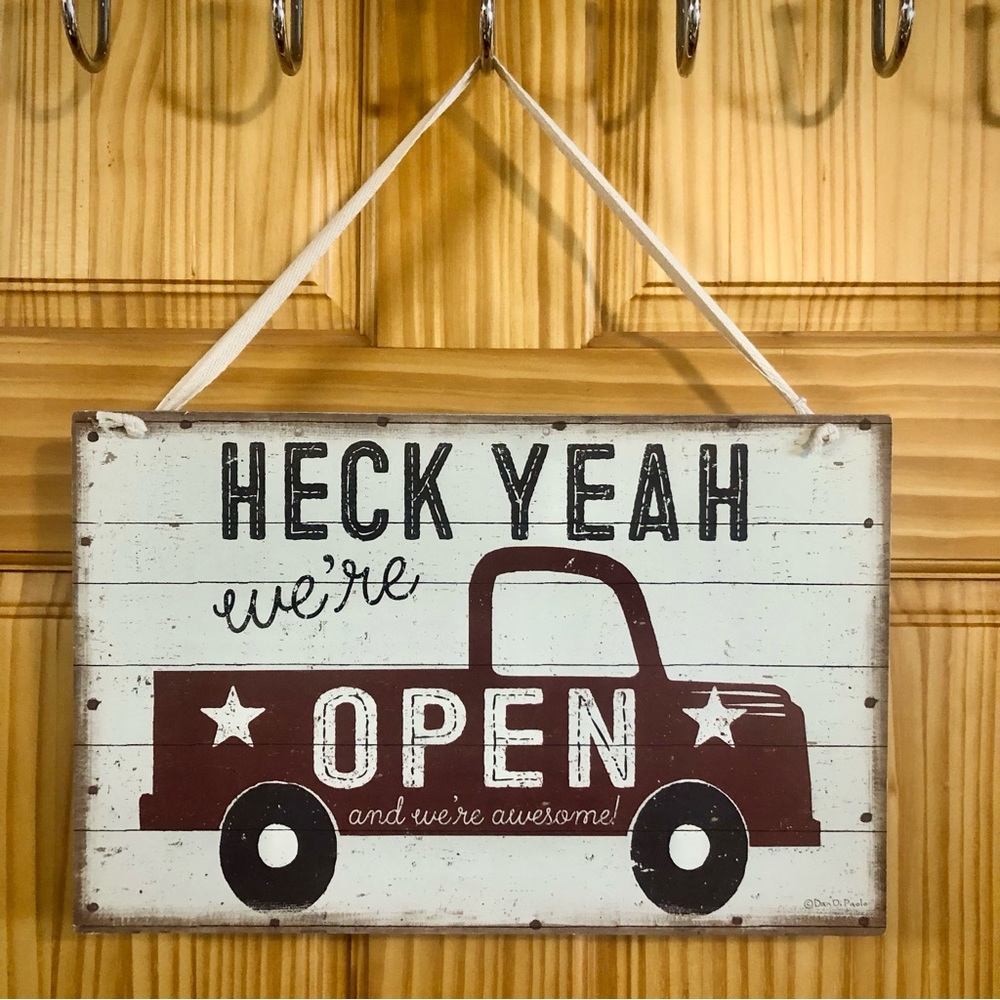 Truck Design Heck Yeah We're Open Darn It We're Closed Hanging Wooden Sign